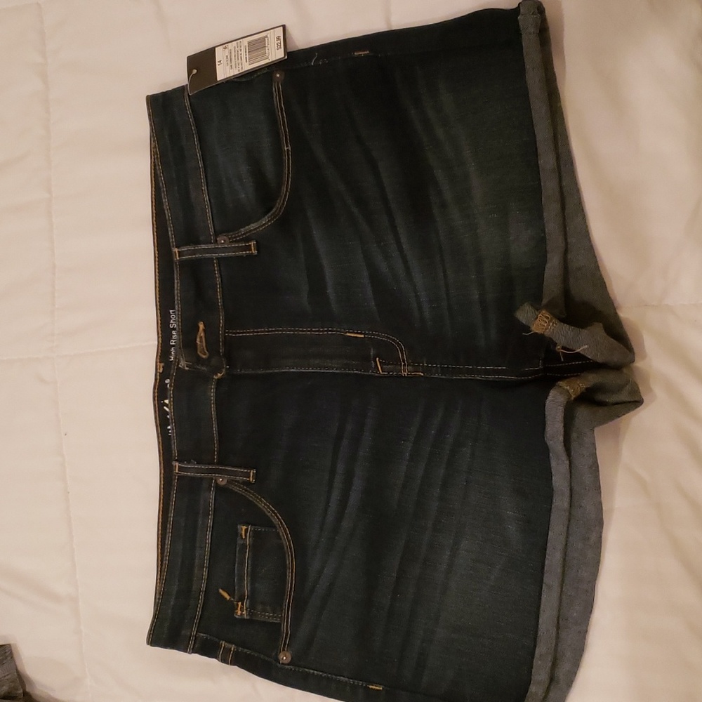 High rise size 14 dark denim shorts